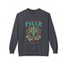 Sweat-shirt gris anthracite pour femme avec une illustration de chevalier et un texte religieux.