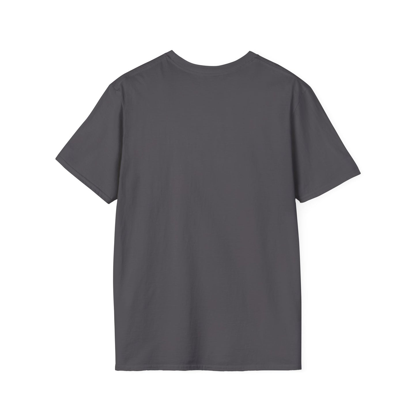 Vue arrière d'un t-shirt gris à manches courtes en coton uni.