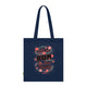 Tote bag bleu marine en coton biologique orné d'un motif floral et du texte Dieu est bon.