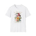 T-shirt blanc pour femme avec un imprimé floral vintage et le texte Créée avec un objectif.