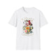 T-shirt blanc pour femme avec un imprimé floral vintage et le texte Créée avec un objectif.