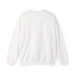 Sweat-shirt blanc à col rond pour femme, présenté de dos sur un fond uni.