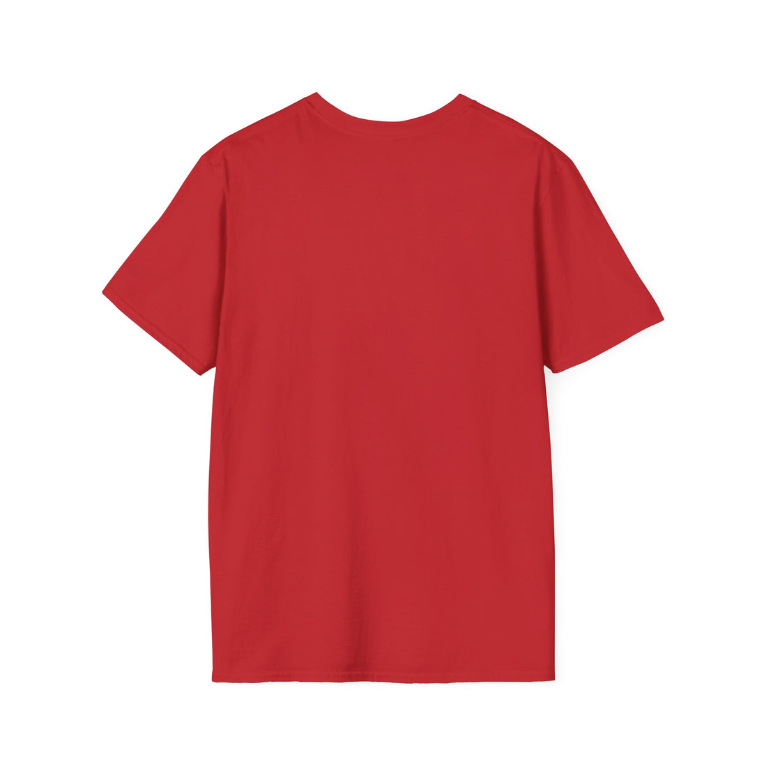 T-shirt rouge uni pour homme à manches courtes et col rond vu de dos.