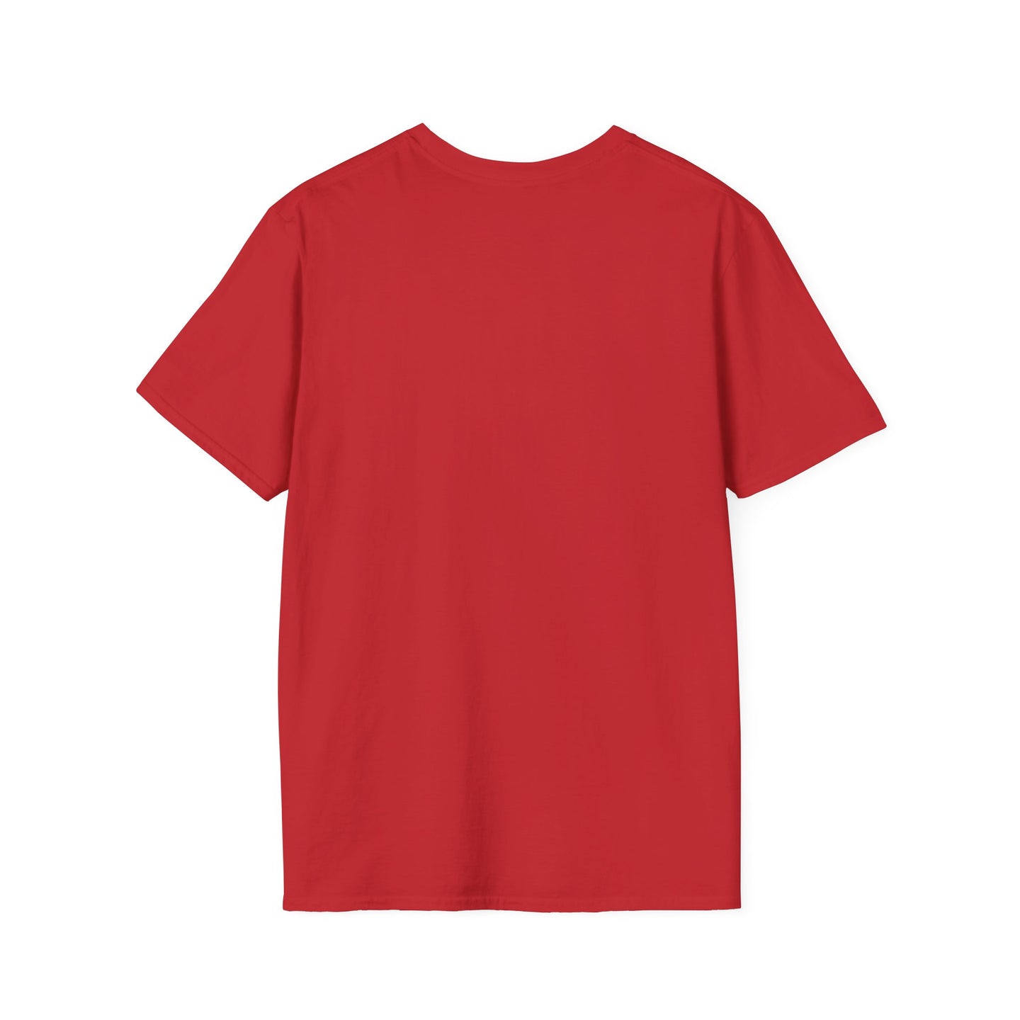 T-shirt rouge uni pour homme à manches courtes et col rond vu de dos.