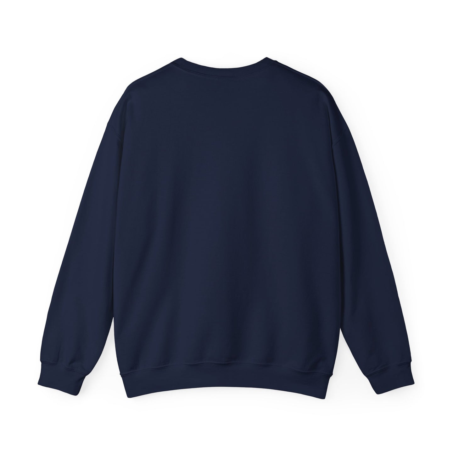 Sweat-shirt à col rond pour homme de couleur bleu marine, présenté de dos.