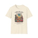 T-shirt beige à col rond avec une illustration de désert et un verset biblique en français.