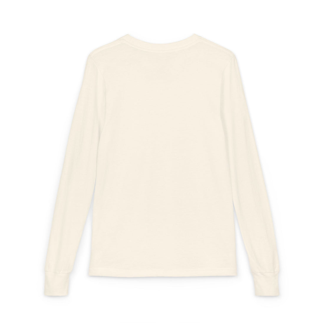 T-shirt à manches longues pour enfant de couleur crème avec poignets côtelés.