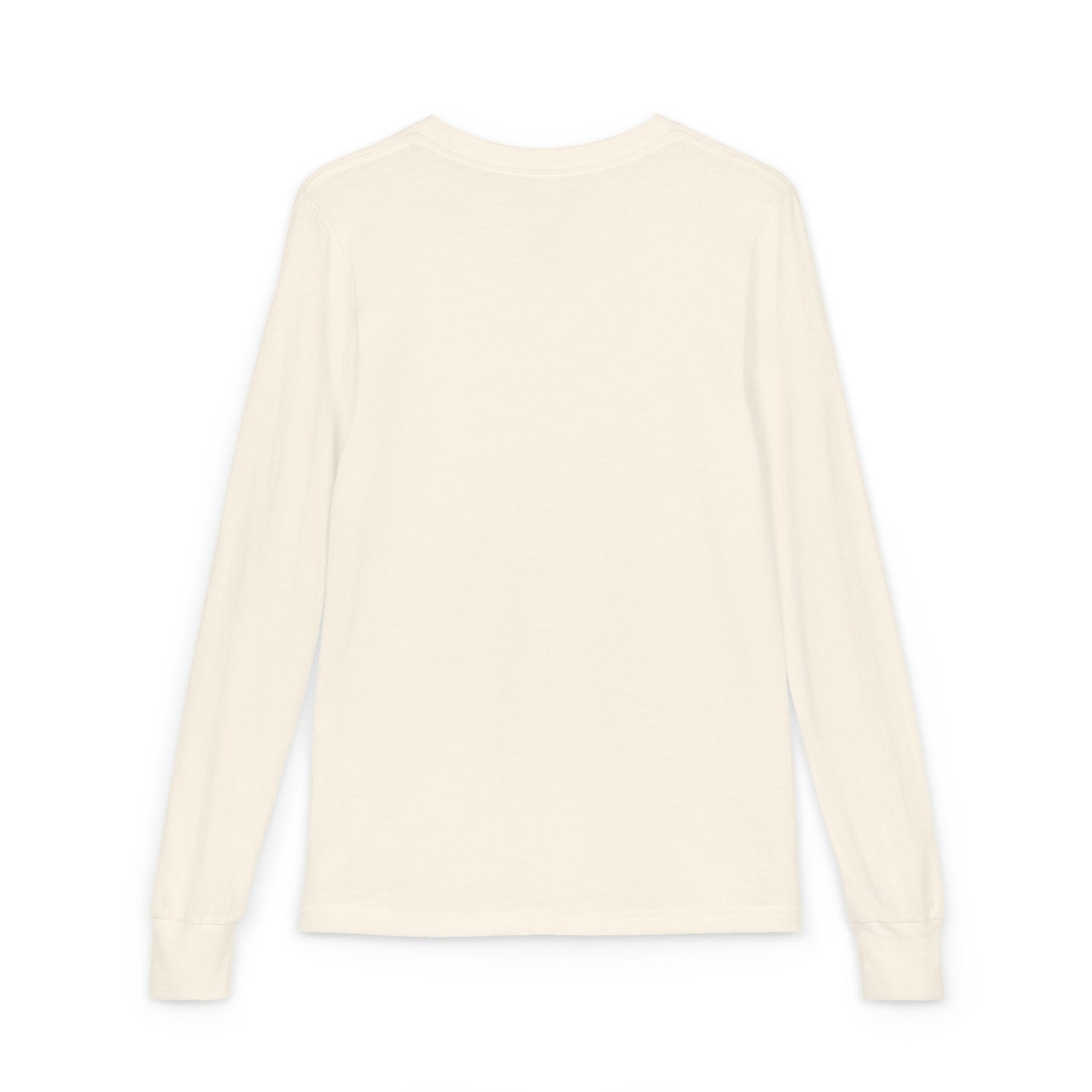 T-shirt à manches longues pour enfant de couleur crème avec poignets côtelés.