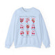 Sweat-shirt bleu clair orné d'illustrations de fruits et de nœuds avec le texte Fruit de l'Esprit.