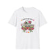 T-shirt blanc pour femme avec un motif floral vintage et l'inscription L'amour de Dieu dure toujours.