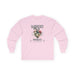 T-shirt rose à manches longues avec un motif floral en forme de cœur et un message inspirant.