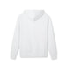 Vue arrière d'un sweat à capuche blanc uni avec une coupe classique.