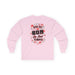 T-shirt rose à manches longues avec un motif floral et l'inscription Dieu est bon en tout temps.