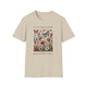 T-shirt beige pour femme orné d'un motif floral vintage avec des papillons et un texte inspirant.
