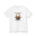 T-shirt blanc pour enfant avec une illustration de cerf et le texte biblique Psaume 42.