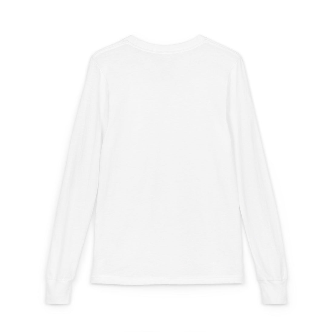 T-shirt blanc à manches longues pour enfant en coton doux avec poignets côtelés.