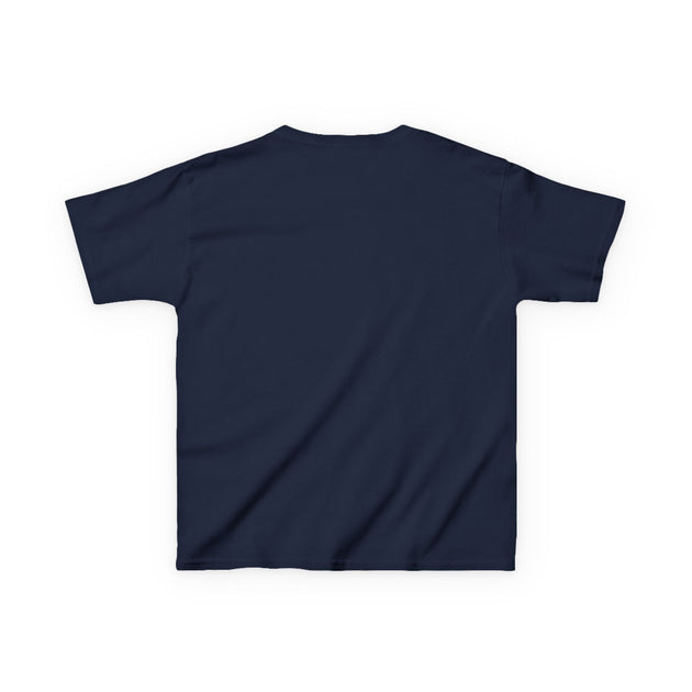 T-shirt pour enfant de couleur bleu marine vu de dos.