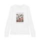 T-shirt blanc à manches longues pour enfant avec un motif floral et papillons et texte inspirant.