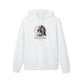 Sweat à capuche blanc en coton biologique avec une illustration de corbeau et des roses.