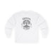 T-shirt blanc à manches longues pour femme avec un motif d'arbre et le texte Enraciné en Christ.