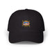 Casquette noire en coton avec un écusson brodé coloré portant l'inscription Jésus est mon superhéros.