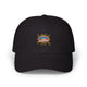 Casquette noire en coton avec un écusson brodé coloré portant l'inscription Jésus est mon superhéros.