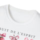 T-shirt blanc en coton avec l'inscription Fruit de l'Esprit et des motifs de cerises à nœuds.