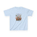 T-shirt bleu clair pour enfant avec un imprimé floral vintage et des papillons.