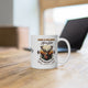 Un mug blanc en céramique orné d'une illustration de cerf et du verset biblique Psaume 42:2.
