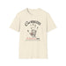T-shirt beige chiné pour homme avec une empreinte de main et un texte religieux imprimés.