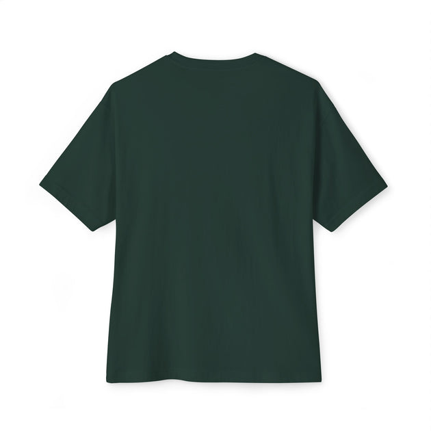 T-shirt oversize vert foncé à manches courtes et coupe décontractée.