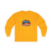 T-shirt jaune à manches longues avec un motif style bande dessinée Jésus est mon superhéros.