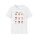 T-shirt blanc pour femme orné d'un motif de feuilles d'automne et de textes bibliques.