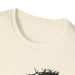 T-shirt femme beige chiné avec une couronne d'épines noire imprimée.