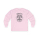 T-shirt rose à manches longues pour femme avec un motif d'arbre et le texte Enraciné en Christ.