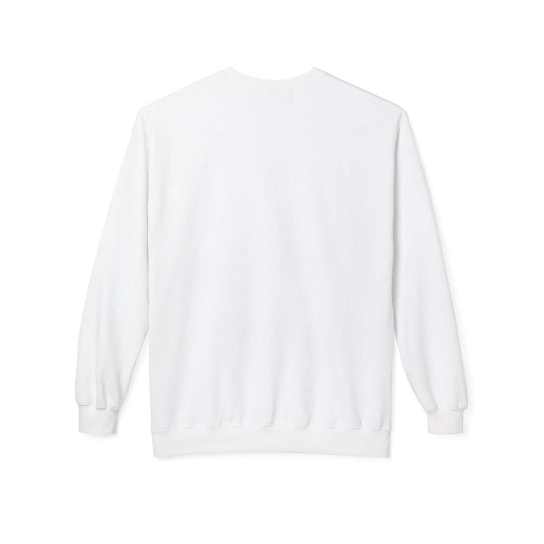 Sweat-shirt blanc pour femme à manches longues et col rond, présenté de dos.