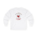 T-shirt blanc à manches longues pour homme avec un motif de cœur entouré d'épines.
