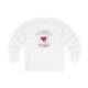 T-shirt blanc à manches longues pour homme avec un motif de cœur entouré d'épines.