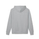 Vue arrière d'un sweat à capuche gris uni en coton biologique.