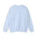 Vue arrière d'un sweatshirt à col rond de couleur bleu clair uni.