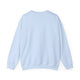 Vue arrière d'un sweatshirt à col rond de couleur bleu clair uni.