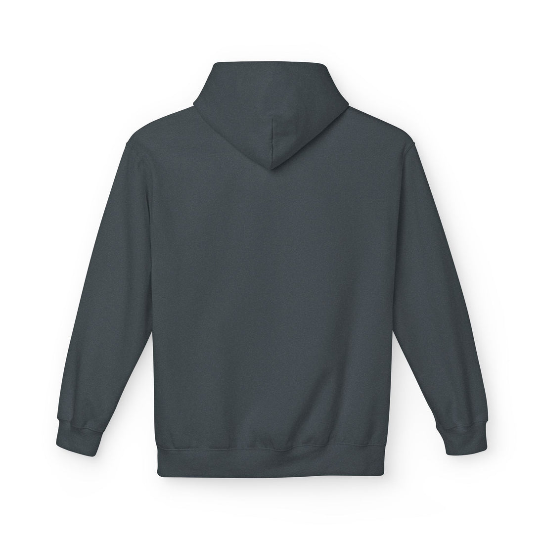 Vue arrière d'un sweat à capuche gris foncé pour femme avec une coupe décontractée.