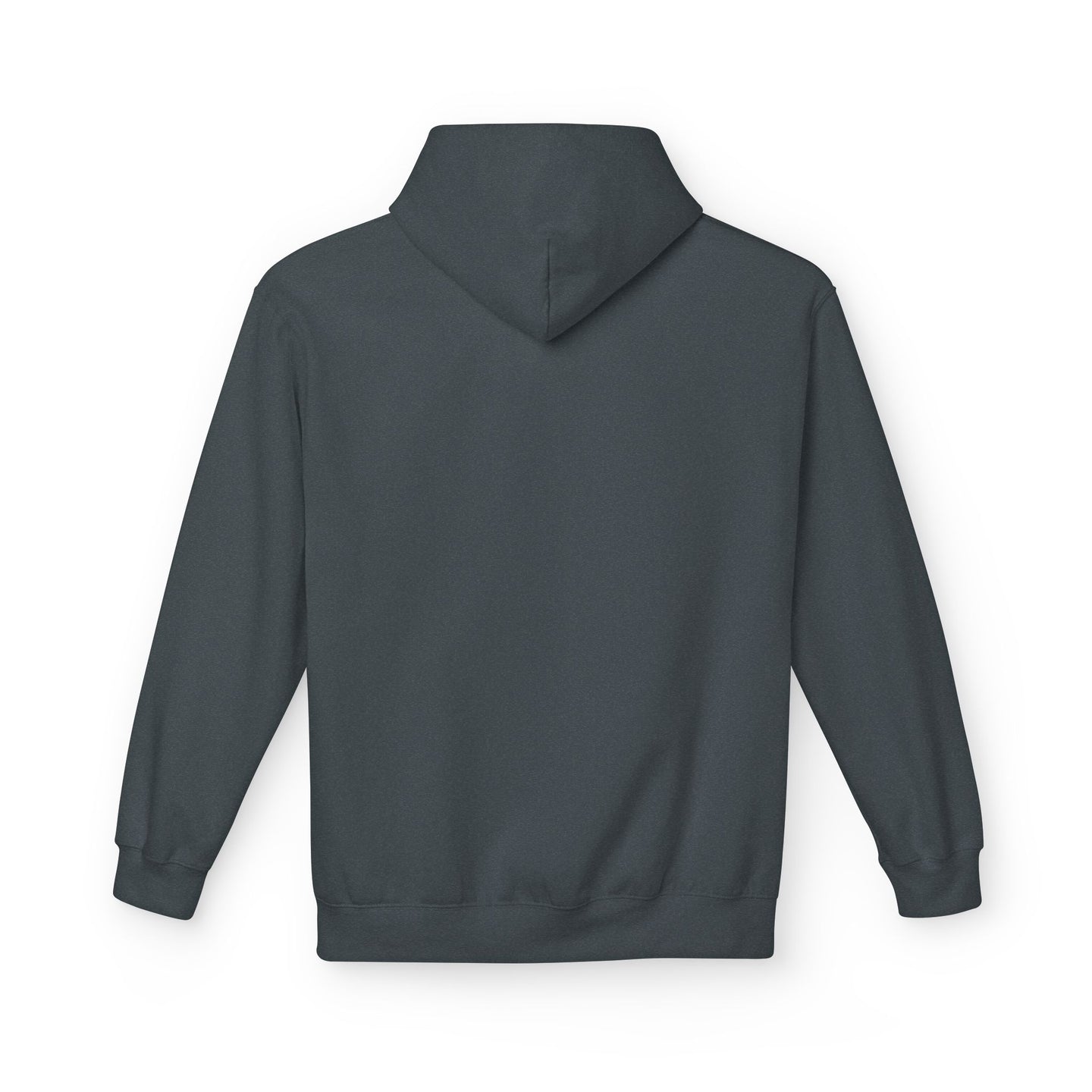 Vue arrière d'un sweat à capuche gris foncé pour femme avec une coupe décontractée.