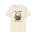 T-shirt beige en coton avec une illustration de cerf et un verset biblique imprimé.