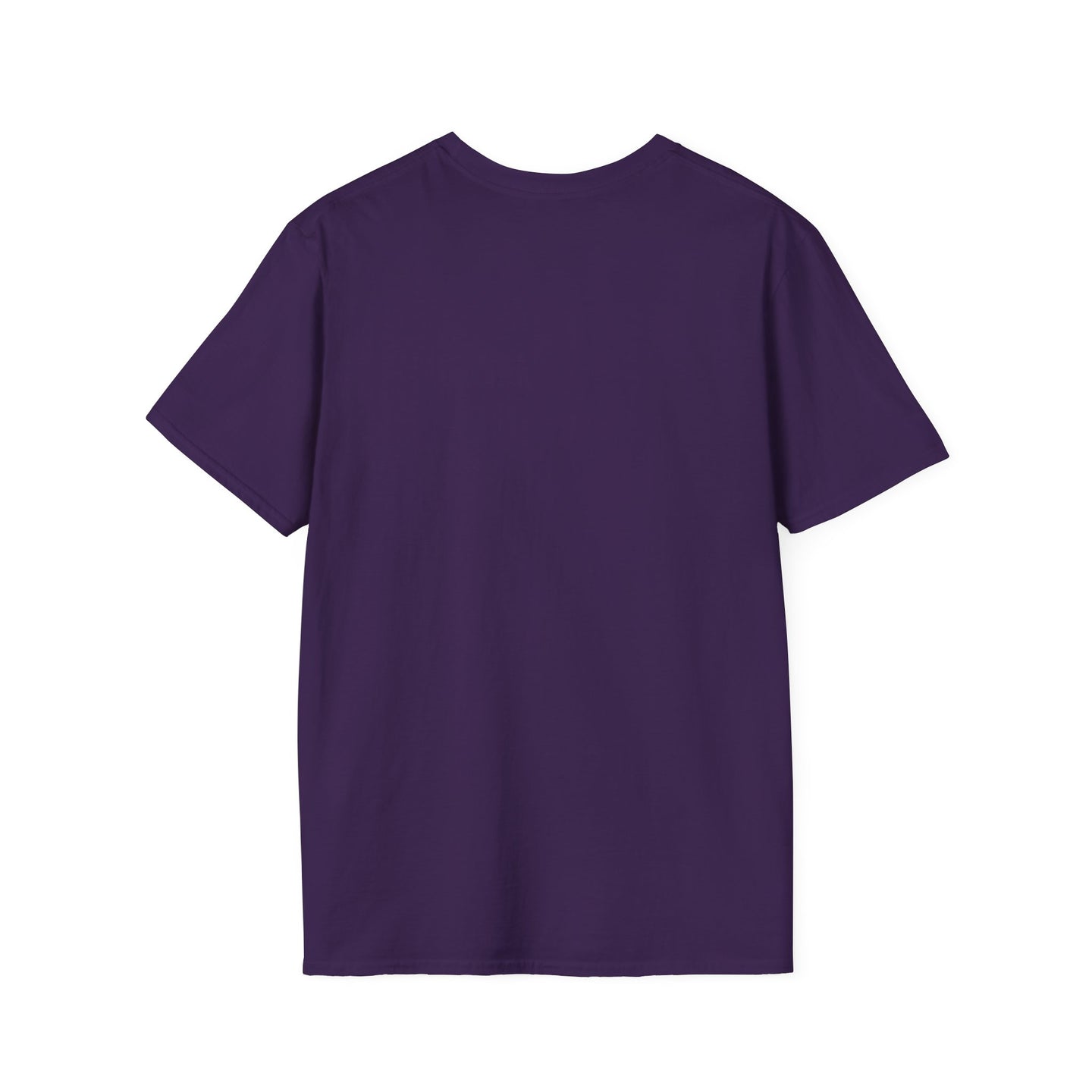 T-shirt pour femme à manches courtes de couleur violette, présenté de dos sur fond blanc.