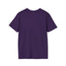 T-shirt pour femme à manches courtes de couleur violette, présenté de dos sur fond blanc.