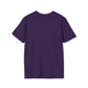 T-shirt pour femme à manches courtes de couleur violette, présenté de dos sur fond blanc.