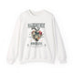 Sweat-shirt blanc à col rond avec une illustration de cœur floral et des inscriptions en français.