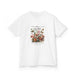 T-shirt blanc pour enfant orné d'un motif floral vintage, de papillons et d'un texte inspirant.
