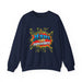 Sweat-shirt bleu marine avec une illustration style comics Jésus est mon superhéros.